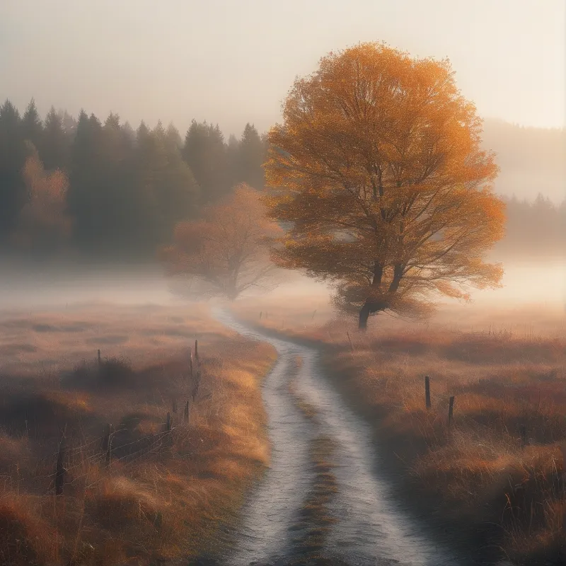 Misty Autumn Path