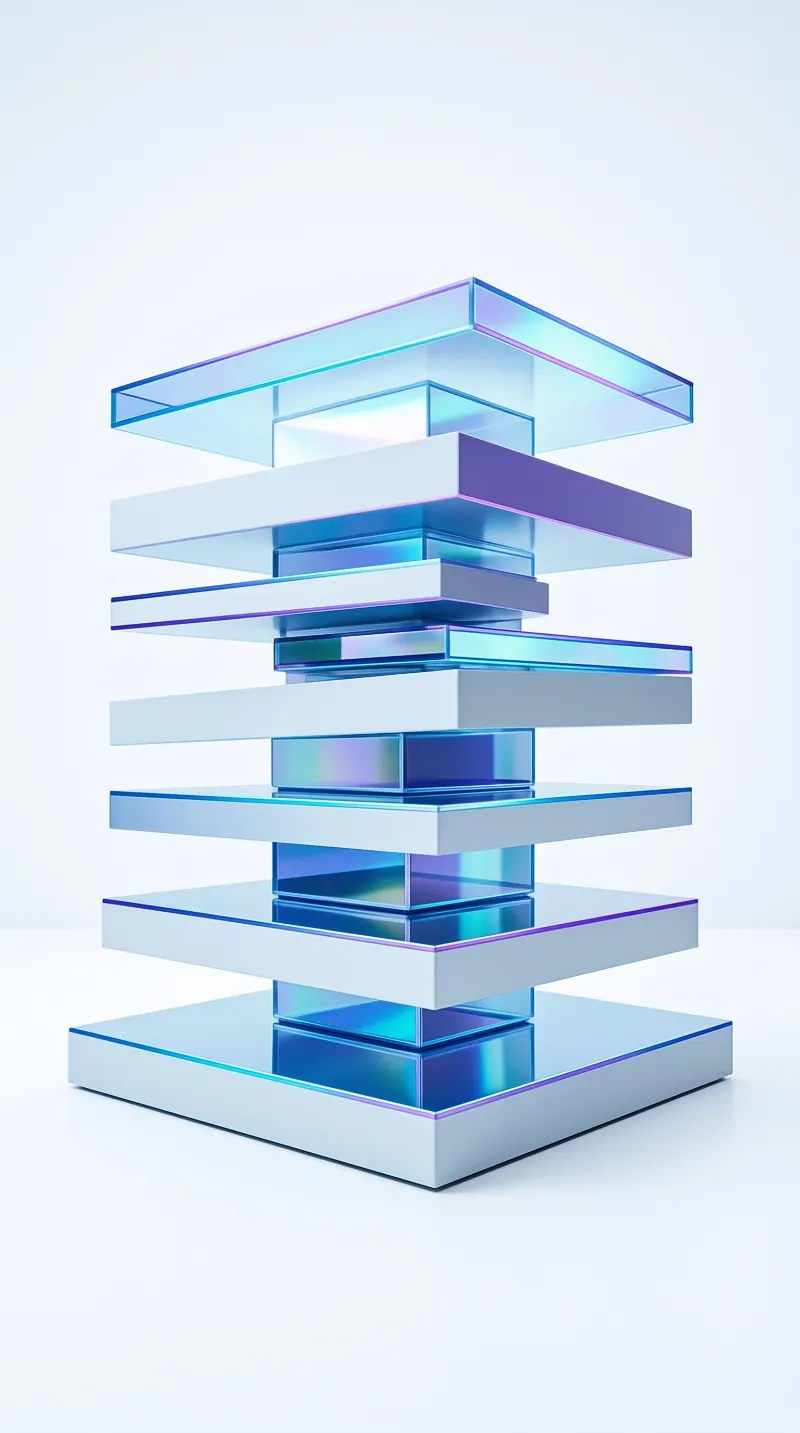 Abstract Blue Glass Layers