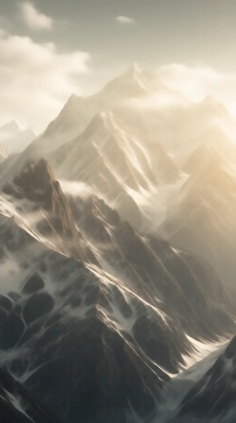 Misty Mountain Peaks at Dawn