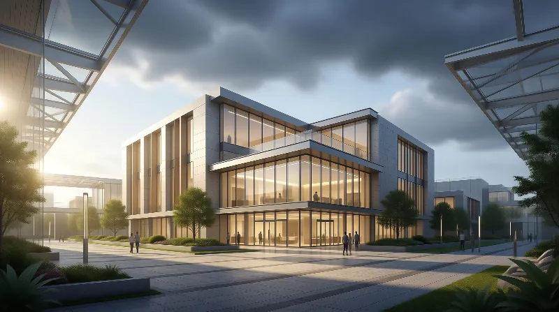 Modern Office Building at Dusk