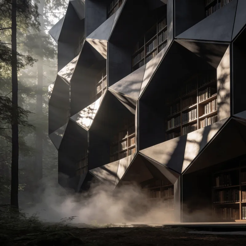 Library with Parametric Facade — Misty Forest
