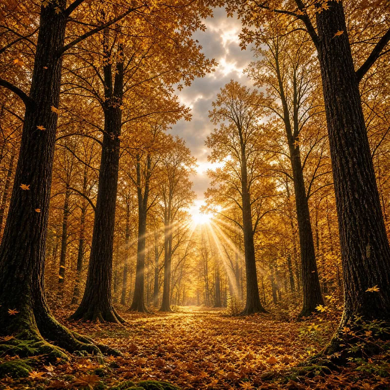 Golden Autumn Forest Path