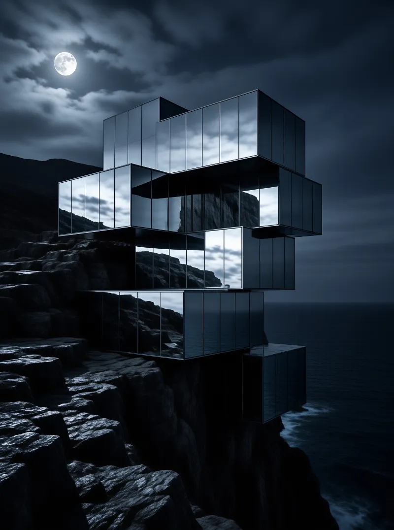Modern Glass House on Cliff