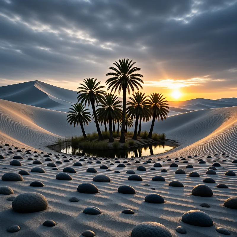 Desert Oasis at Sunset