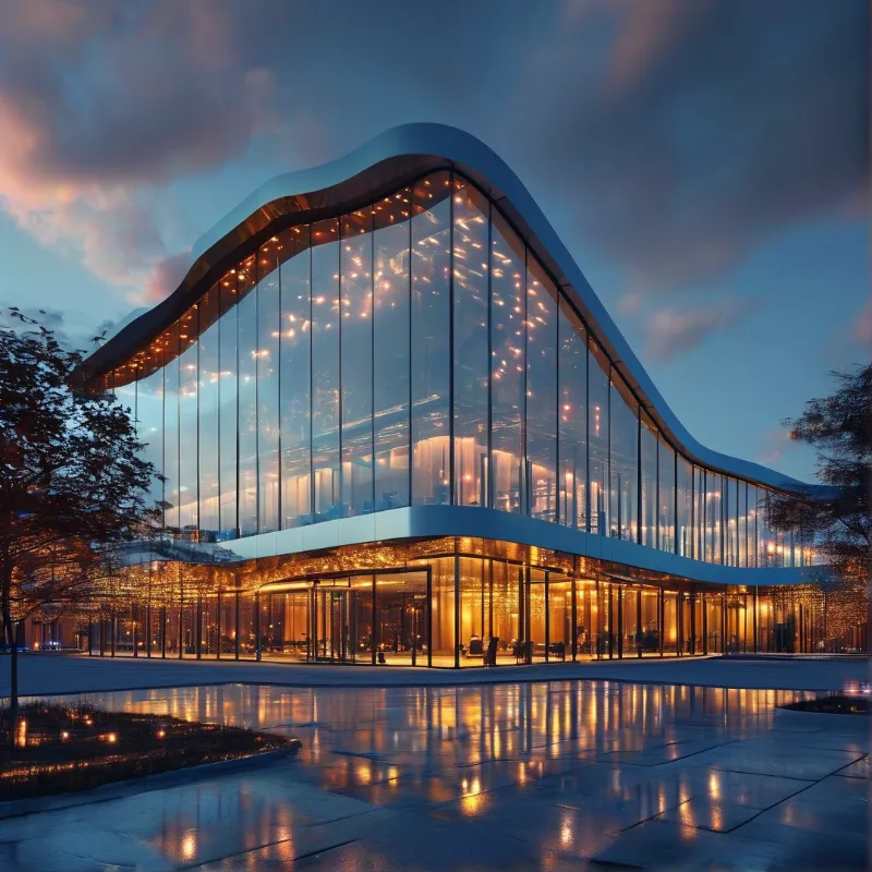 Modern Wavy Glass Building