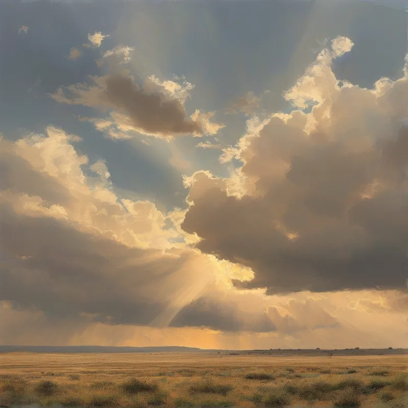 Crepuscular Rays Over Prairie