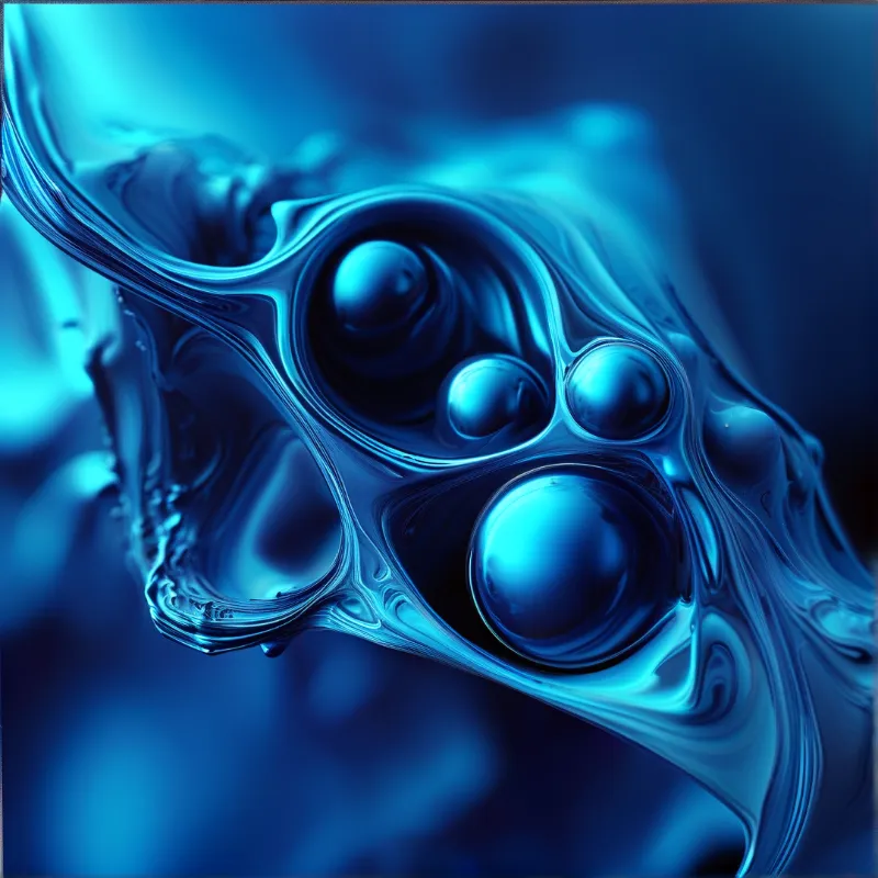 Abstract Blue Fluid Spheres
