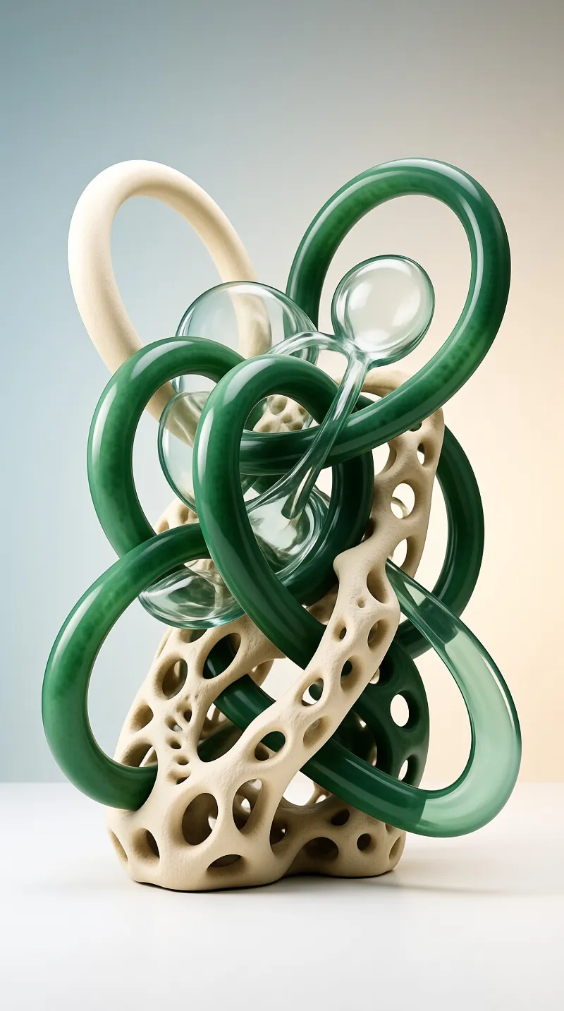 Abstract Green Ring Sculpture
