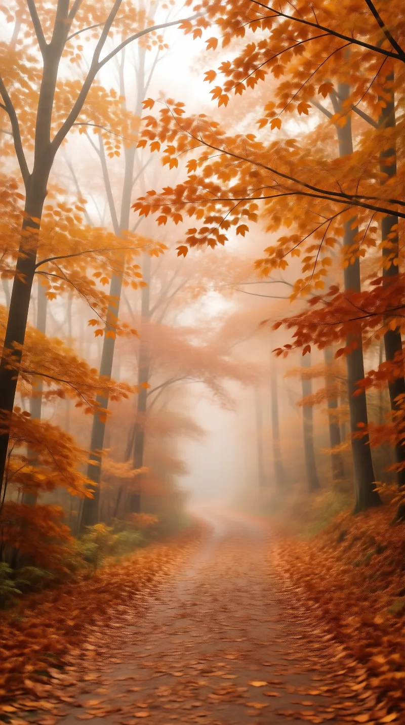 Misty Autumn Forest Path
