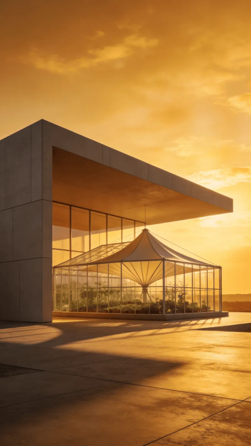 Greenhouse with Tensile Structure — Golden Sunset