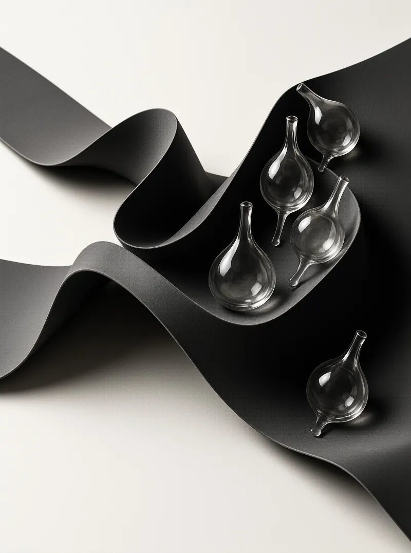 Glass Vessels on Black Paper