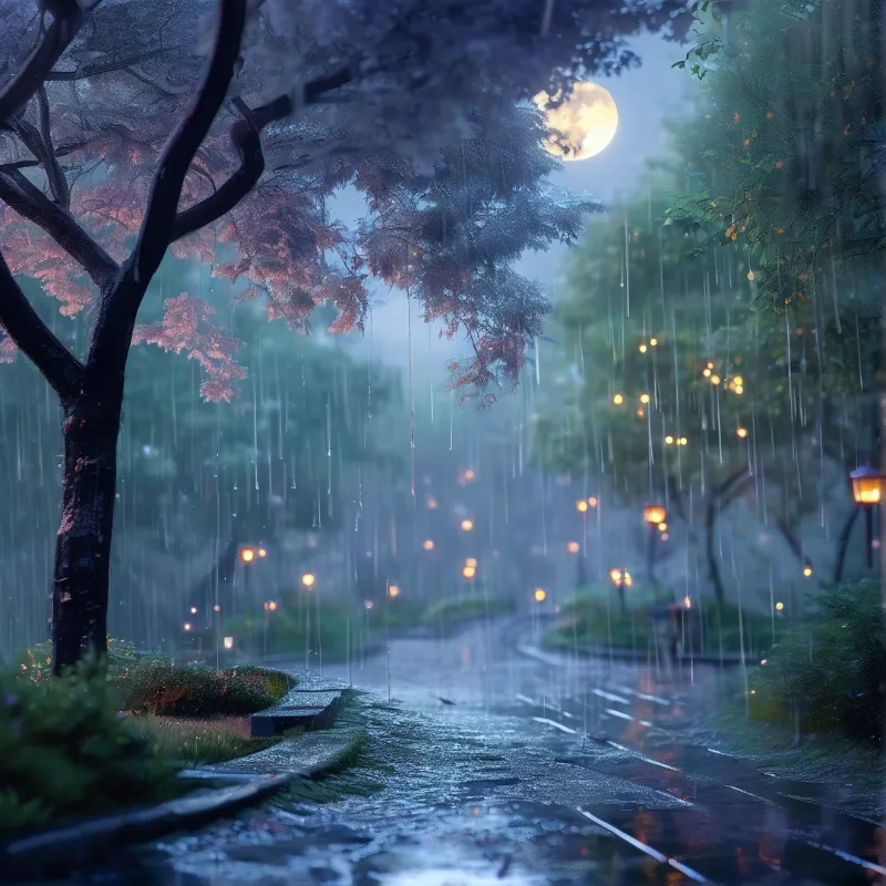 Moonlit Rainy Path