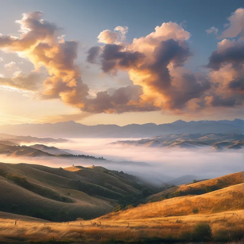 Misty Hills at Sunrise