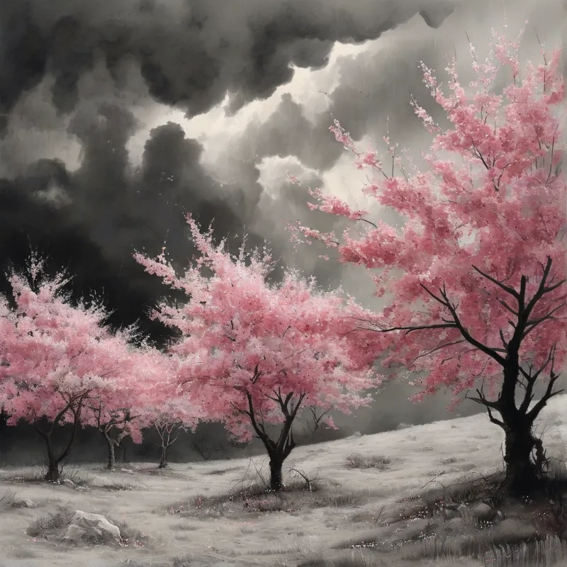 Cherry Blossoms in Storm