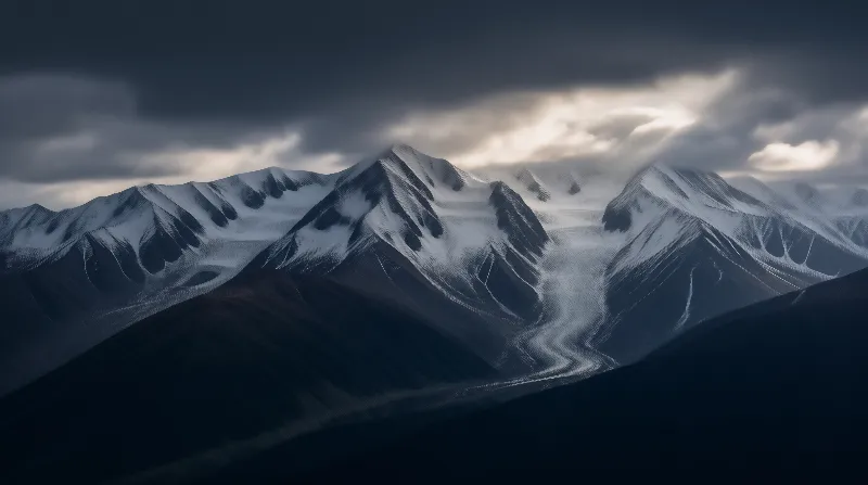 Misty Snow-Capped Mountain Range
