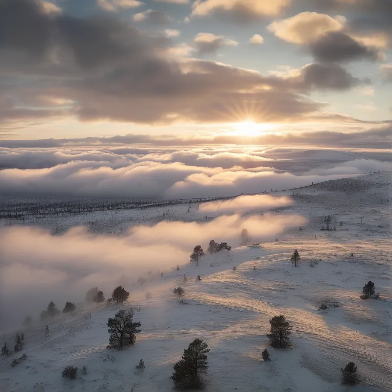 Winter Sunrise Above Cloud Sea