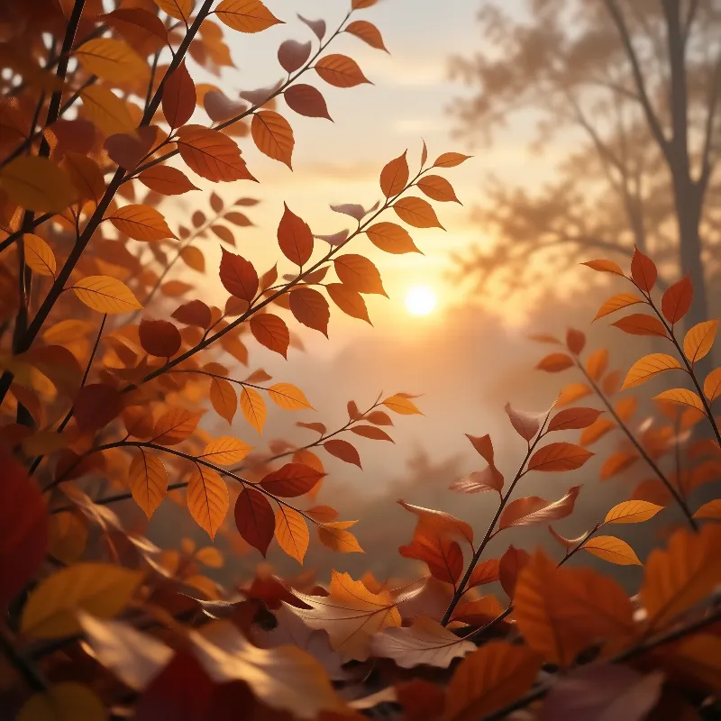 Autumn Leaves at Sunset