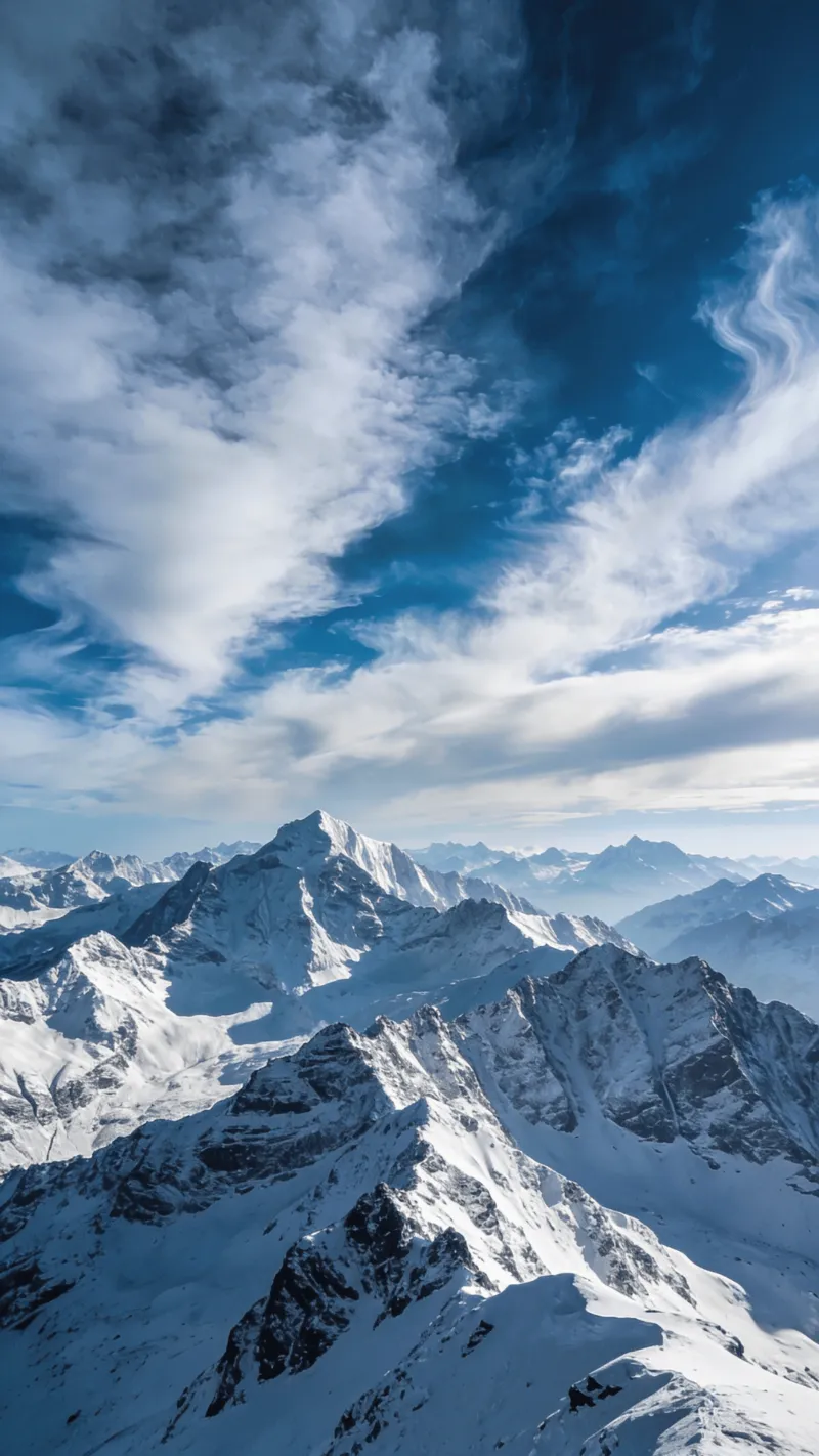 Layered Alpine Ridges in Clear Air