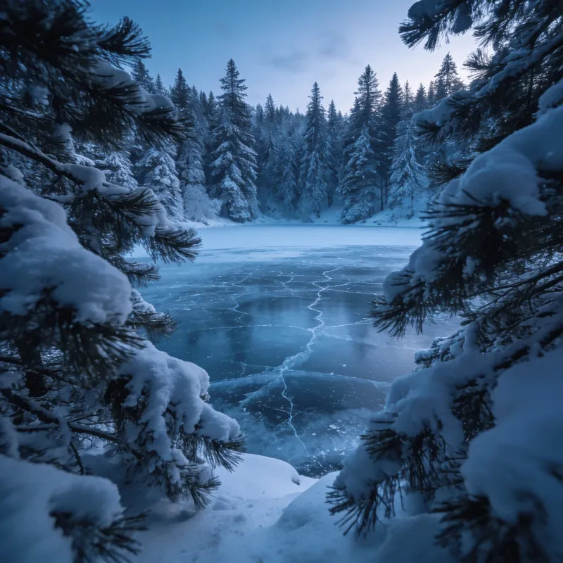 Winter Wonderland in Blue Hour Light