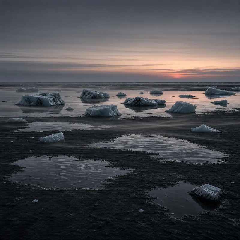 Ice on Black Sand Beach