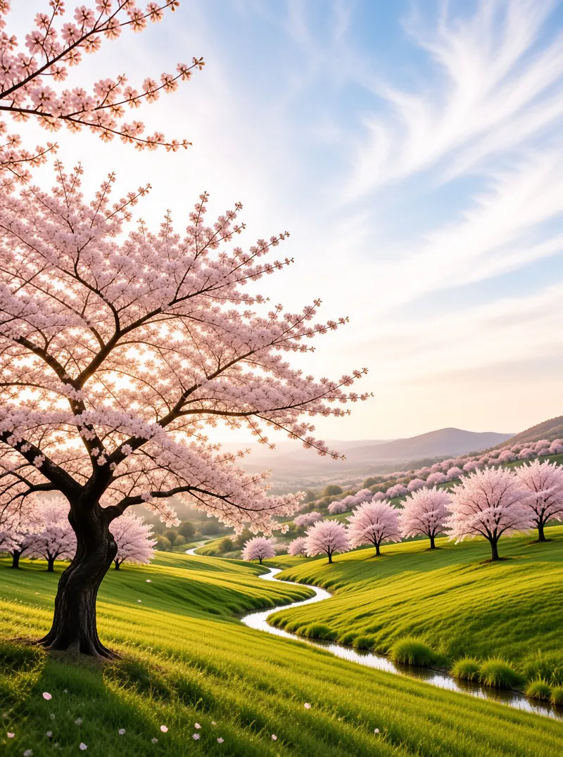 Idyllic Cherry Blossom Scene