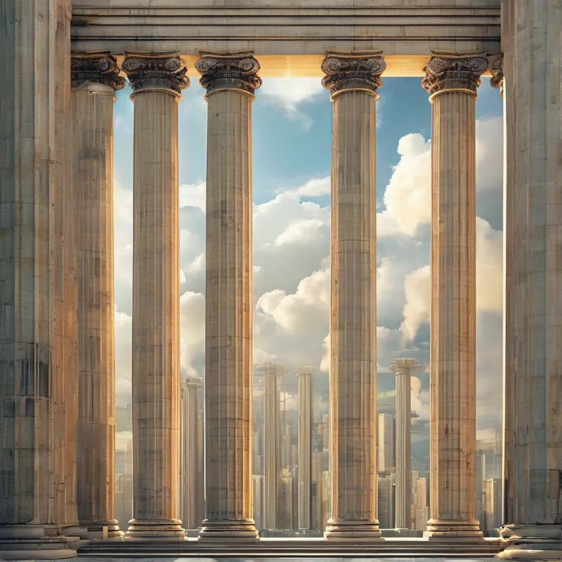 Golden Hour Classical Columns