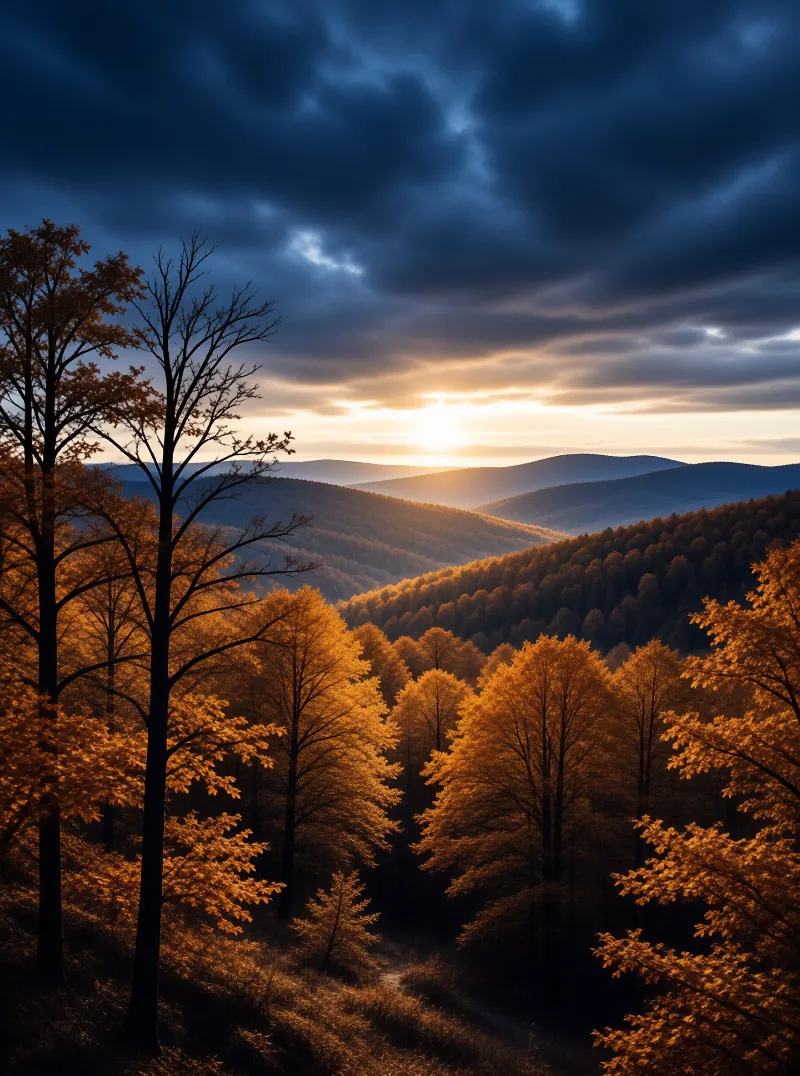 Golden Autumn Mountain View