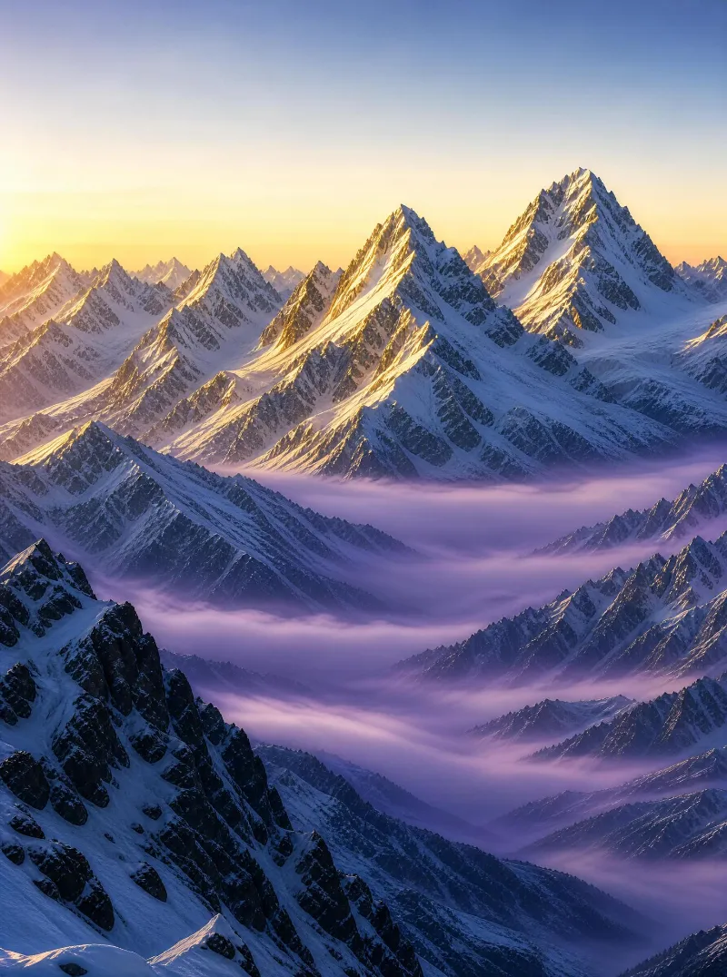 Snowy Mountain Sunrise