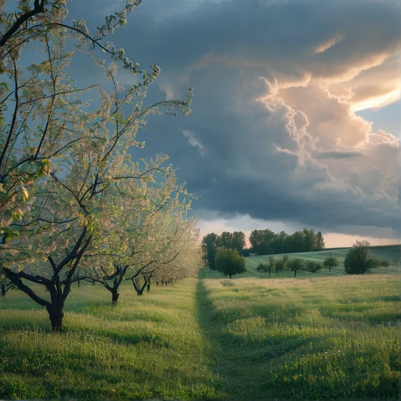 Blossoms and Dramatic Sky
