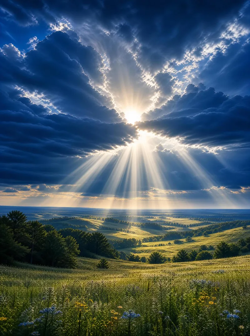 Sunbeams Over Green Valley