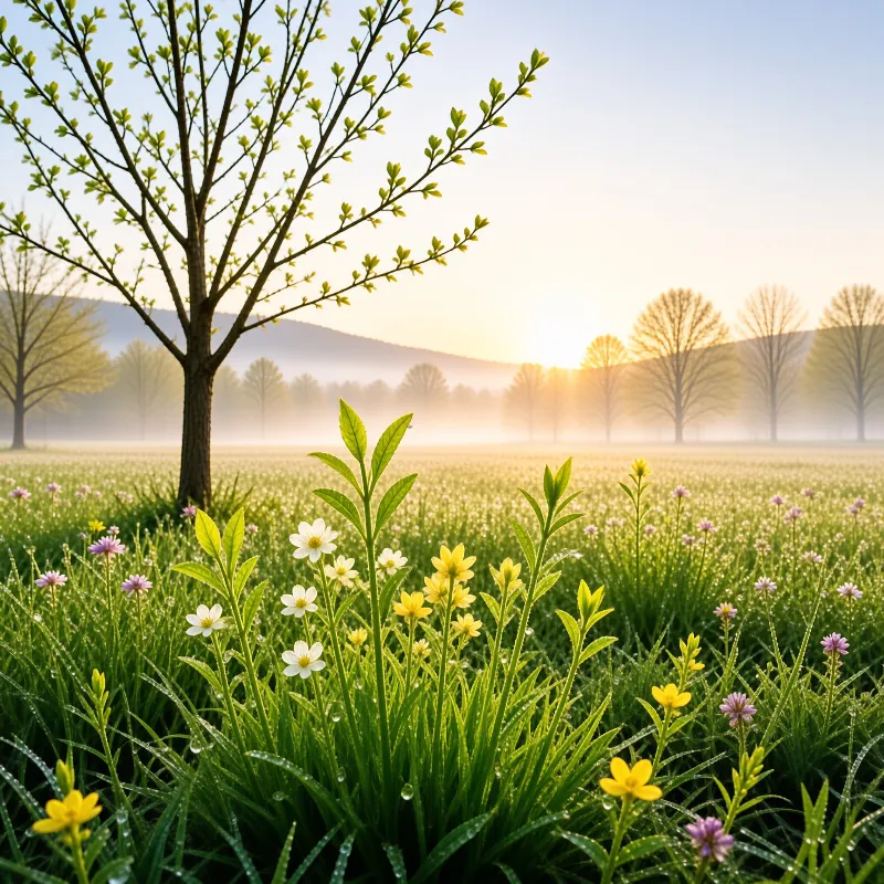 Misty Meadow at Sunrise