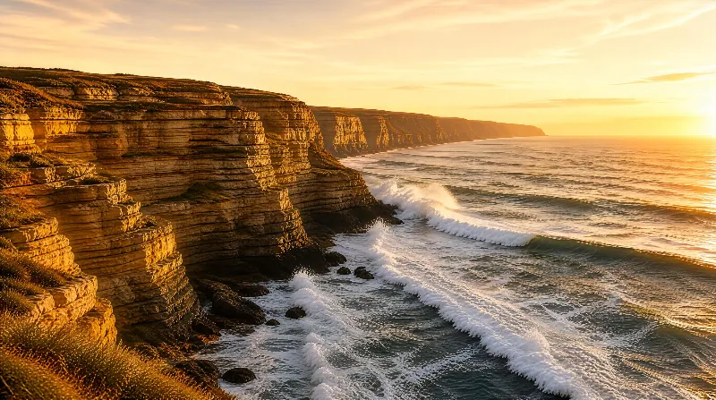 Coastal Cliffs at Sunset