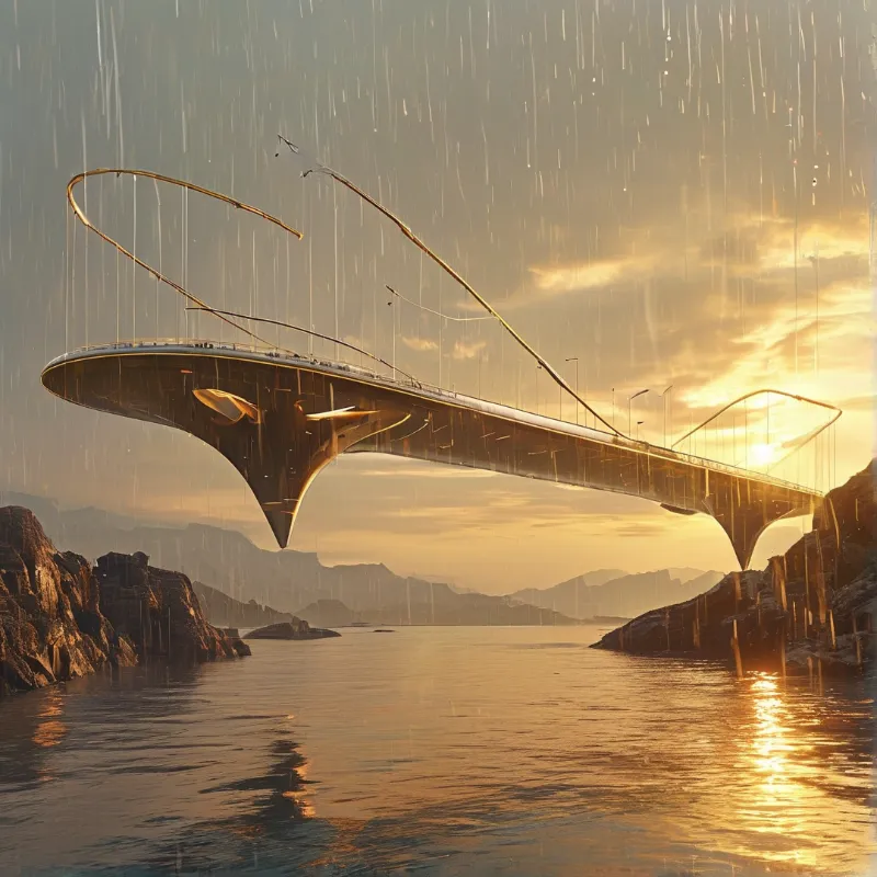 Futuristic Bridge at Sunset