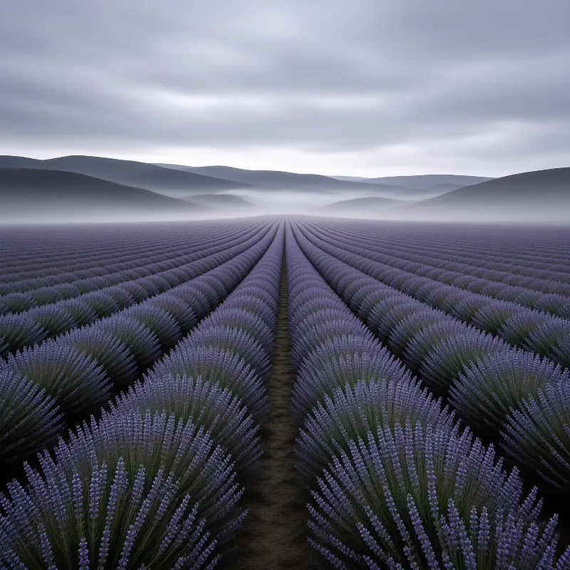 Misty Lavender Field