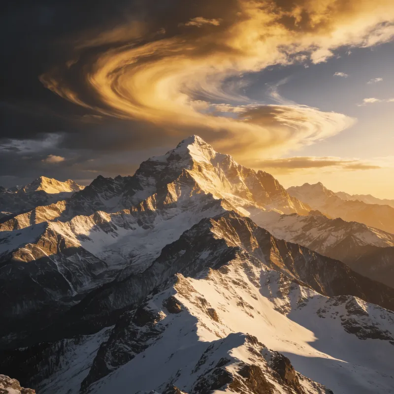 Layered Alpine Ridges in Clear Air