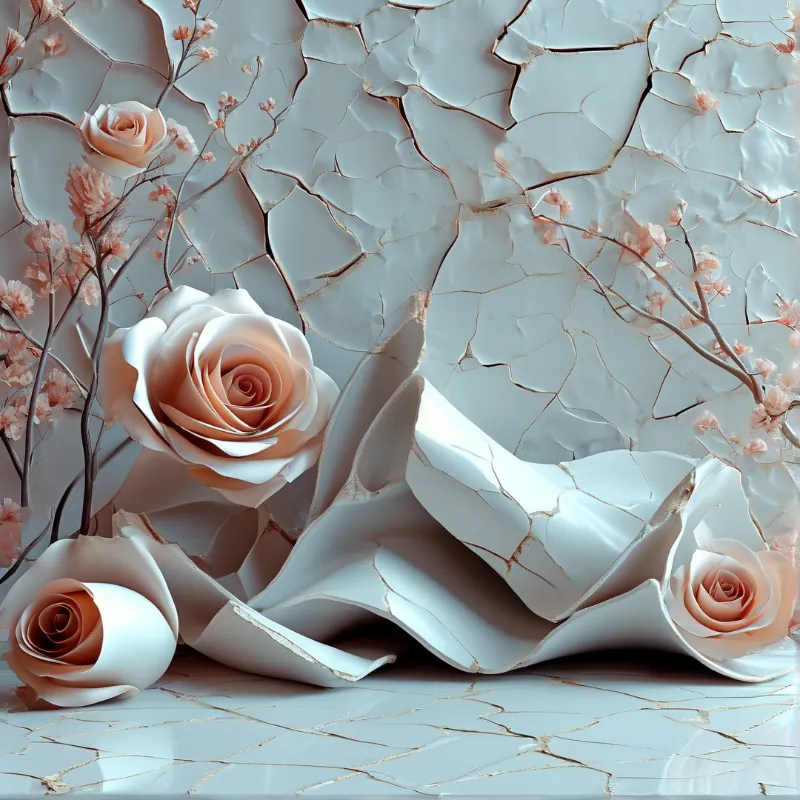 Kintsugi Style Ceramic Roses