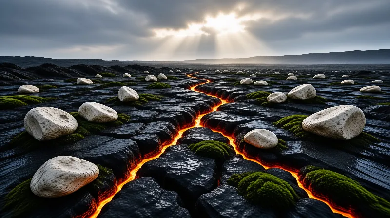 Volcanic Landscape with Lava