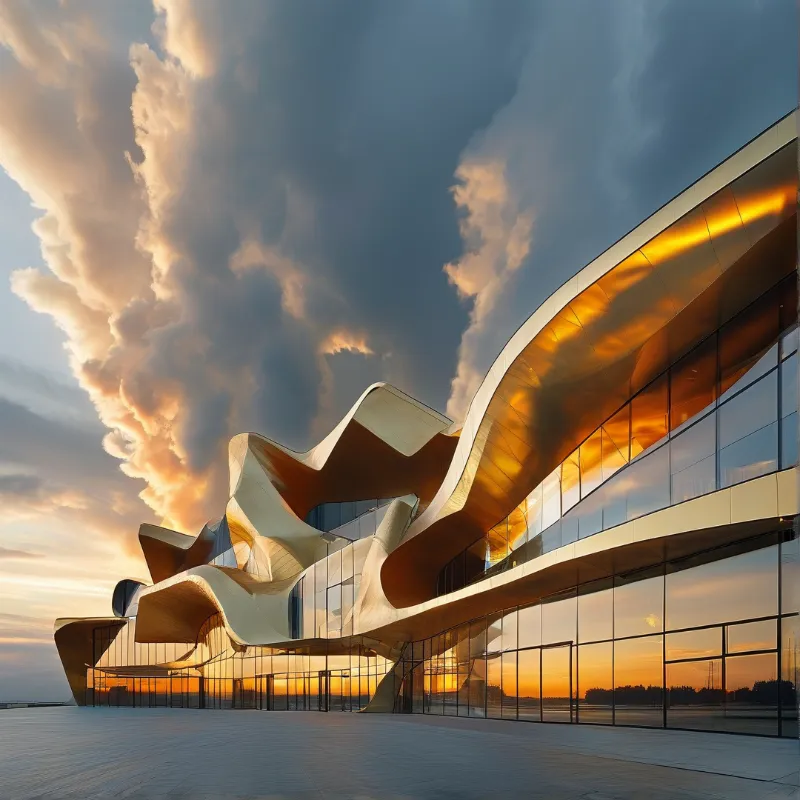 Futuristic Building at Dusk