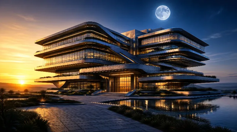 Modern Architectural Marvel at Dusk
