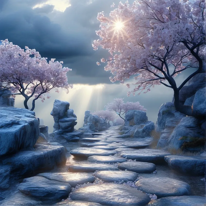 Ethereal Cherry Blossom Path