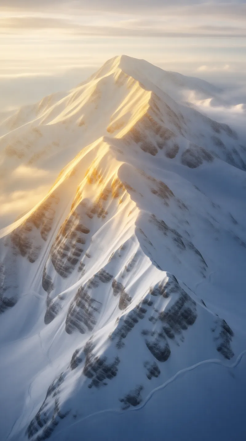 Sunlit Snowy Mountain Peak