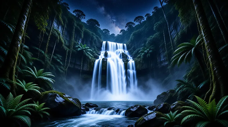Night Jungle Waterfall
