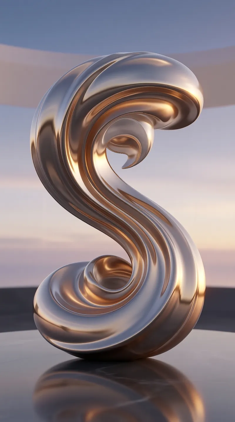 Metallic S-Shaped Sculpture