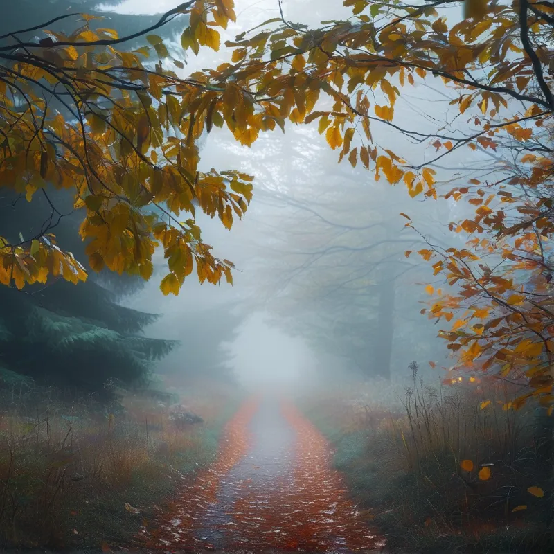 Misty Autumn Forest Path