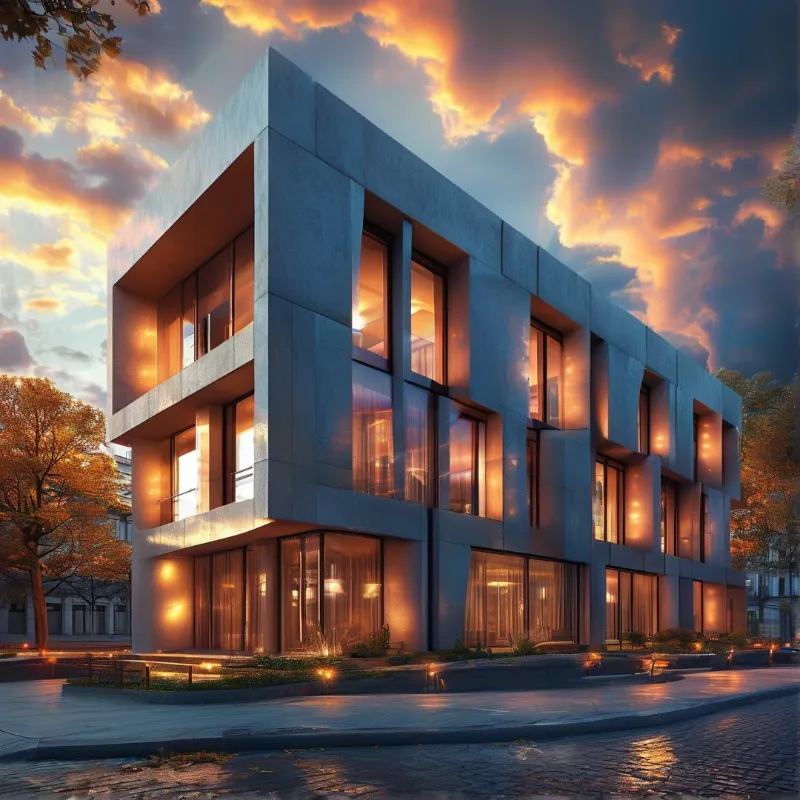 Modern Architecture at Sunset