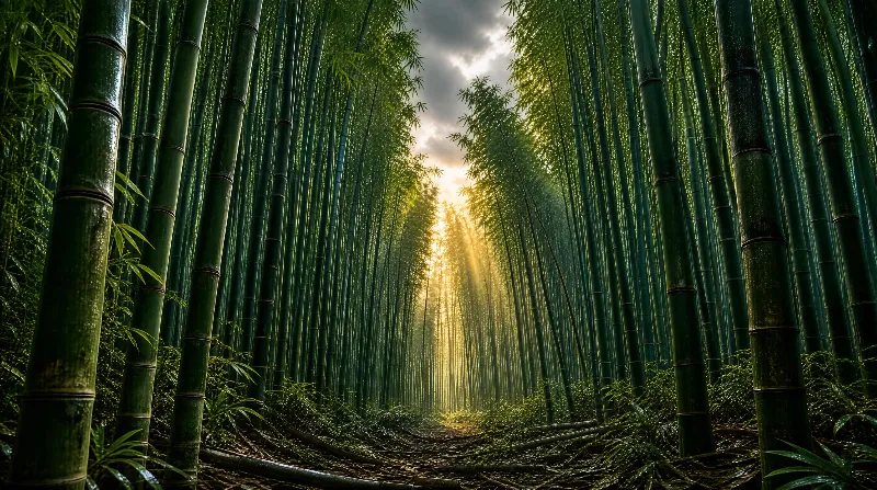 Sunlit Bamboo Forest Path