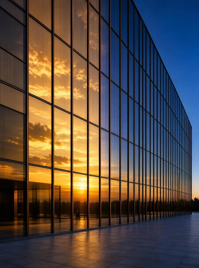 Glass Building at Sunset