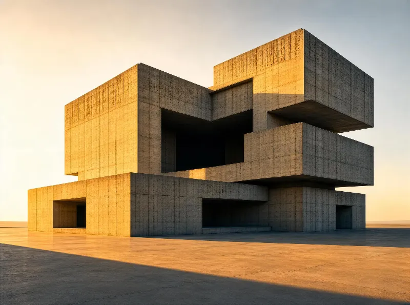 Modern Cubic Concrete Building