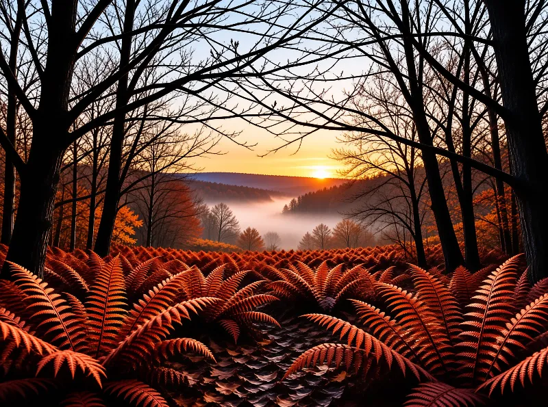 Misty Autumn Sunset Valley