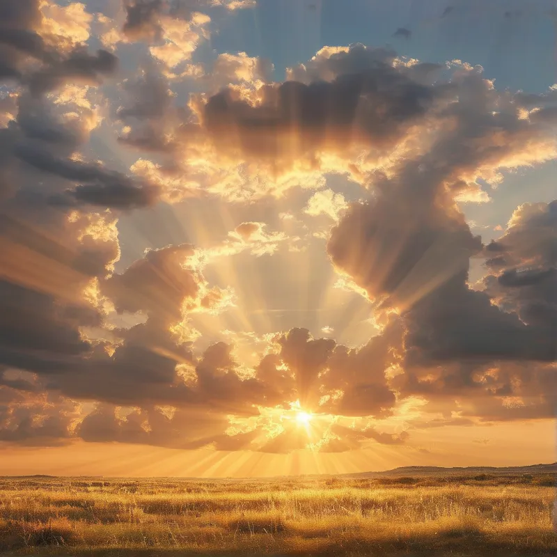 Sunset Rays Through Clouds